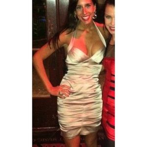BCBG Max Azria Champagne ruched dress